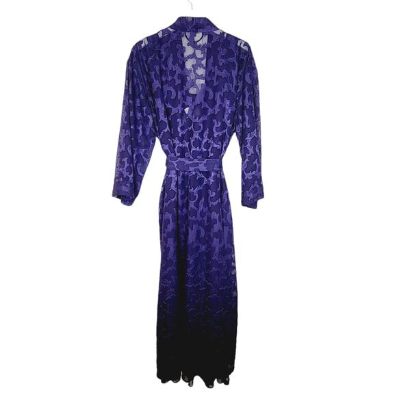 Victoria's Secret Gold Label Purple Sheer Lace Nightgown and Robe - Size S - Picture 9 of 15